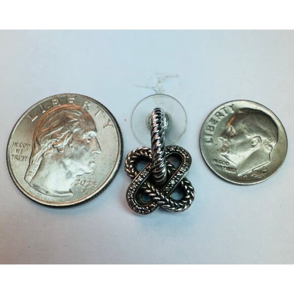 Estate Sterling Silver 925 Love Knot Dangle Half Hoop Earrings 5.7g Push Backs - Picture 6 of 7